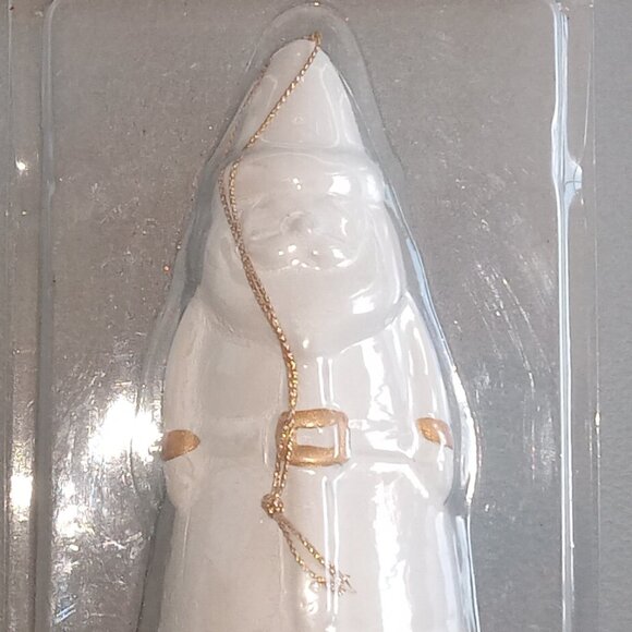 Santa Claus White with Gold Color Trim Christmas Bell Ornament - Picture 6 of 6